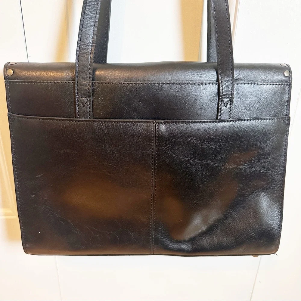 Patricia Nash Verbania 100% Genuine Leather Studded Satchel Purse Black